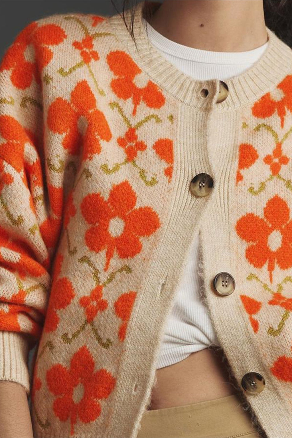 Jacquard Long Sleeve Knit Cardigan