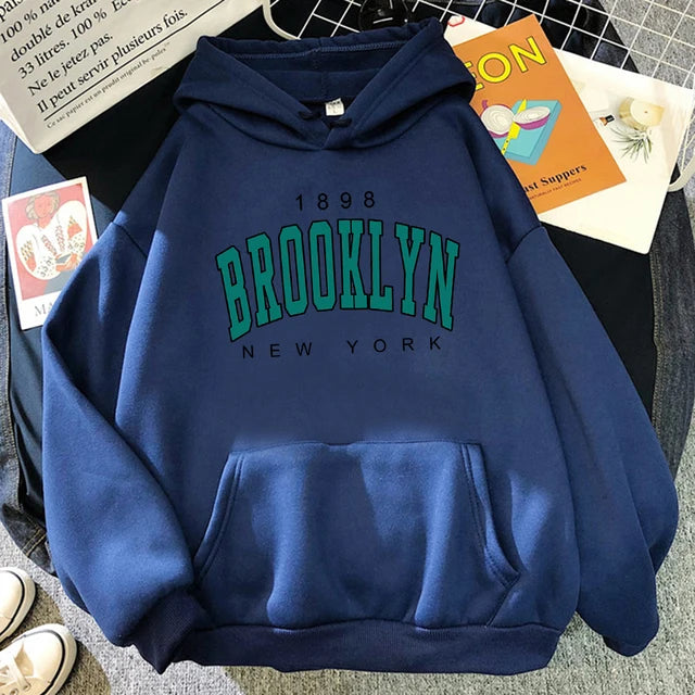 1898 Brooklyn New York Printed Hoodies Fleece Hoody Creativity Pullover Clothing Street Loose Sweatshirts ’s