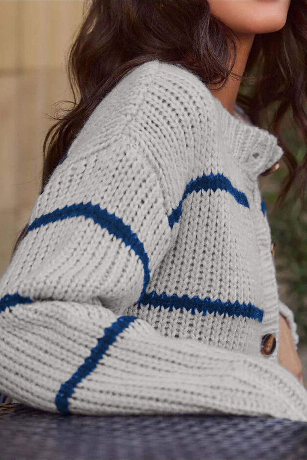 Striped Relaxed Long Sleeve Knit Cardigan
