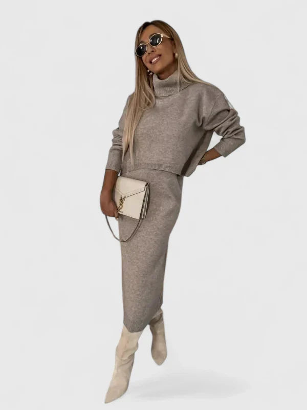 Chrystahl | Dress and Turtle Neck Sweater Set