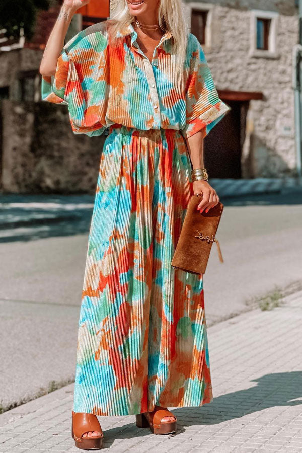 Blooming Loose Waist Wide-leg Jumpsuit