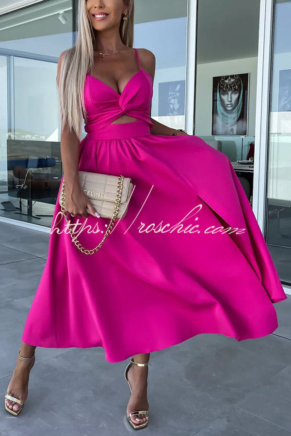 Florida Keys Cutie Pocketed Cutout Slit Midi Dress