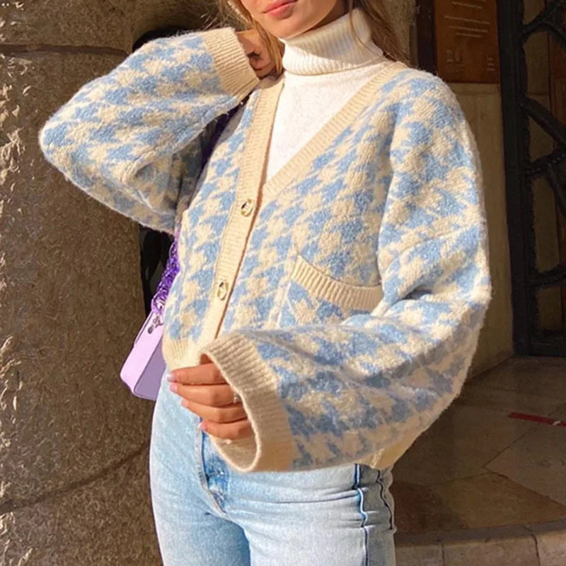 New ’s Sweaters Cardigan Y2k Tops Pink Knitted Embroidery V Neck Jumper Young Girl Spring