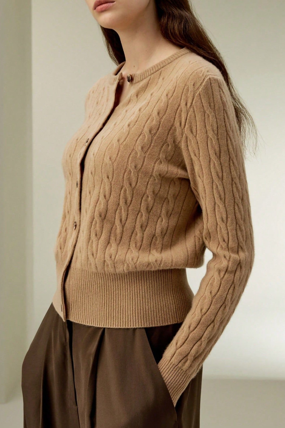 Cable Knit Button Cardigan Sweater