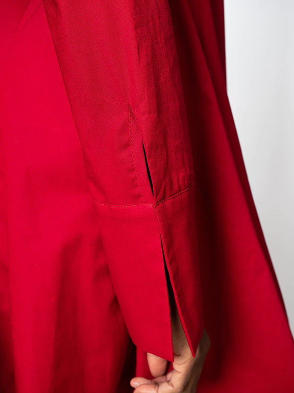 Stylish Loose Stand-collar Long Sleeves Midi Dress