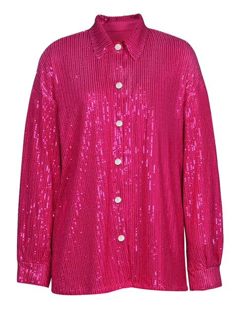 Sparkly Two-piece Set Party Outfits for Sequin Top Blouse Shirt and Pants Suit Female Evening Tracksuit New