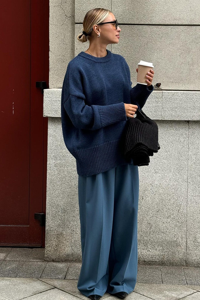 Classic Crew Neck Relaxed Knit Sweater