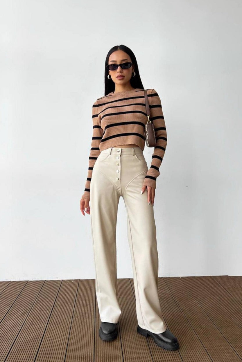 Leather Patchwork Pants