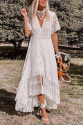 V Neck Slim Dress Lace Midi Dress