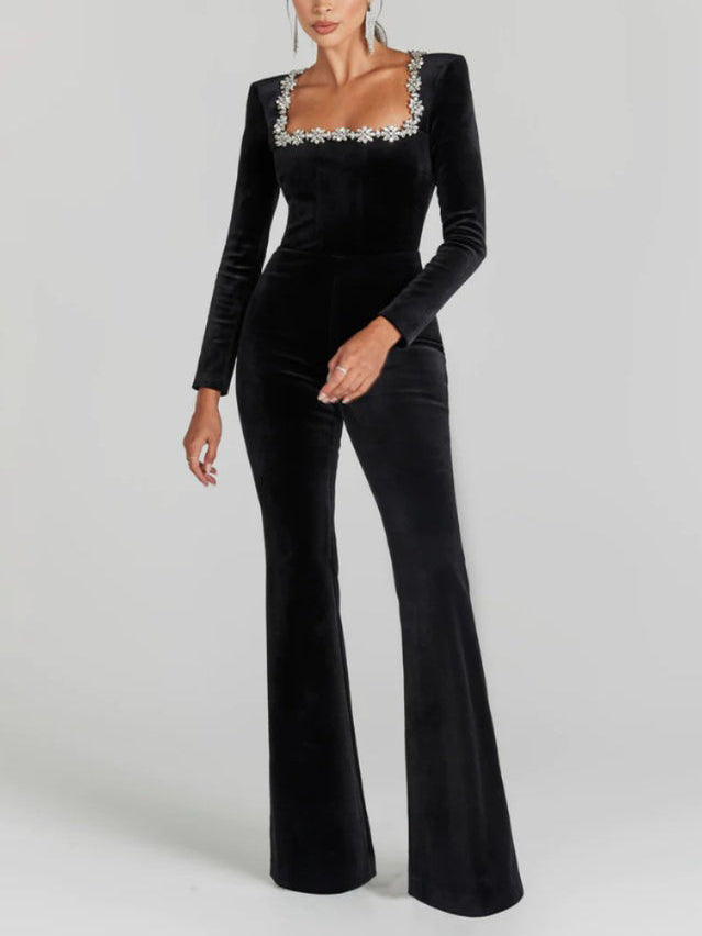 Crystal Embellished Flared Jumpsuit