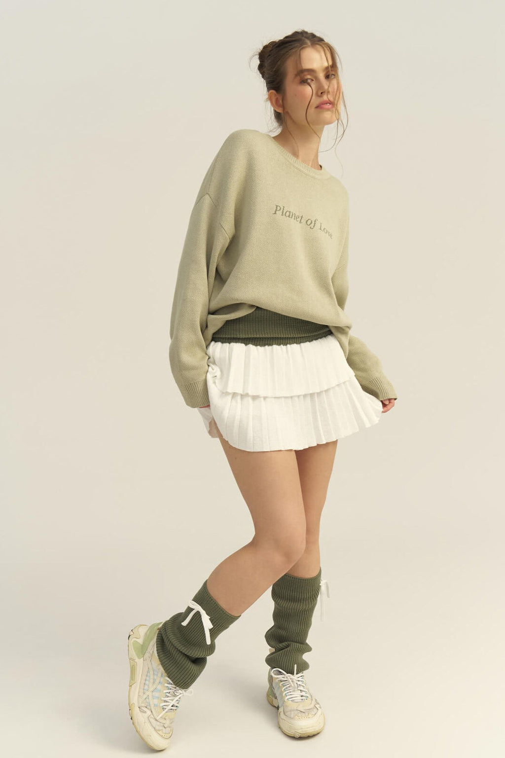 Slim-fit Graphic Letter Print Versatile Knit Sweater