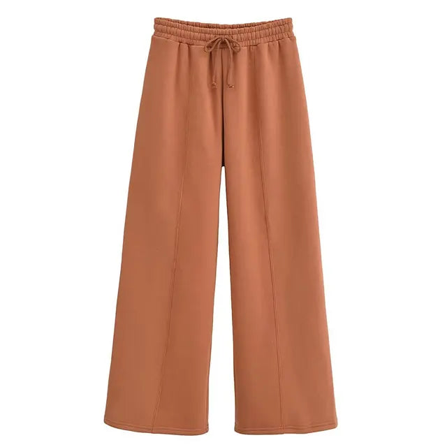 Lace Up Pant Sets Loose V Neck Cardigan Woman Autumn Winter Sports Pants 2 Piece Sets Outfits