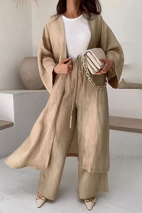 Long Slit Cardigan Two-piece Set
