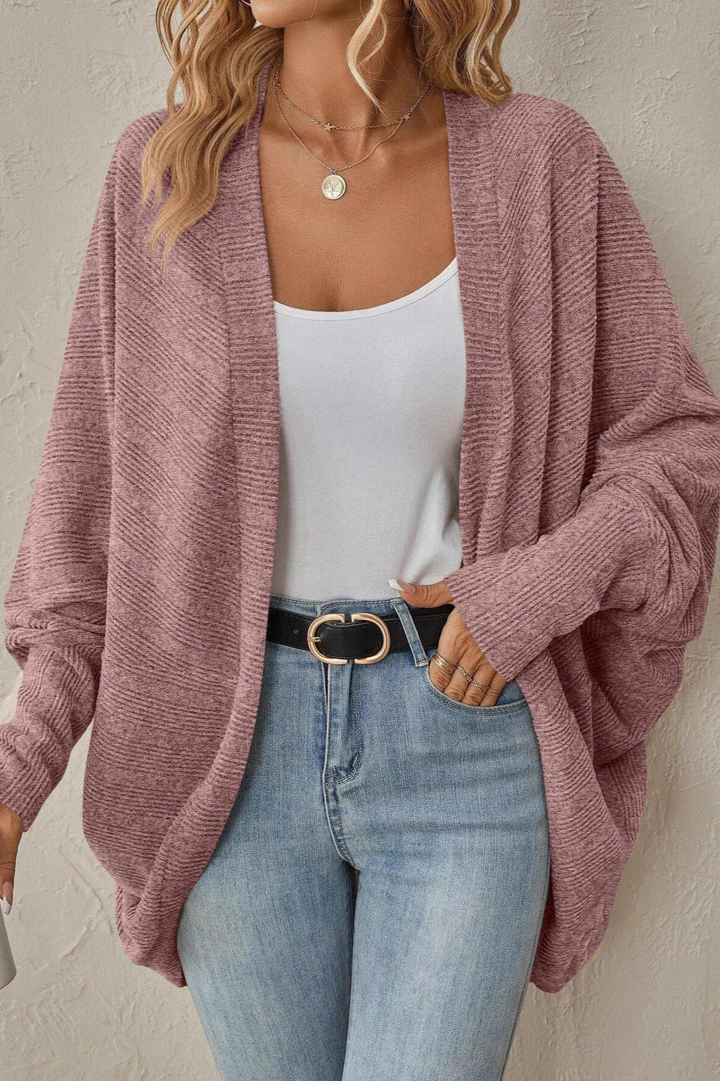 Autumn-winter New Color Midi Knit Cardigan