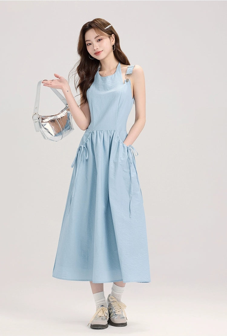 Overall Midi Dress With Side Ties