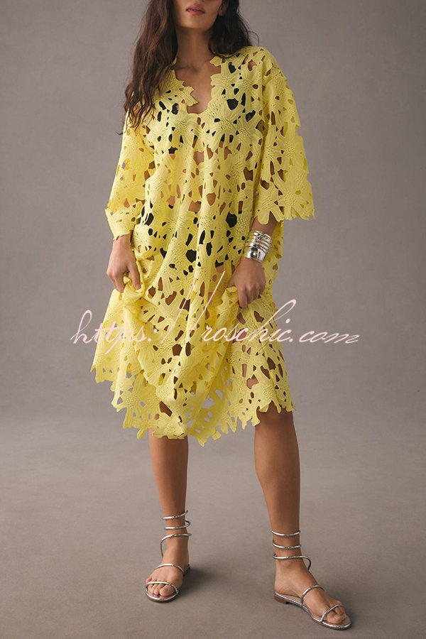 I Belong Here Eyelet Lace Cover Up Beach Midi Dress