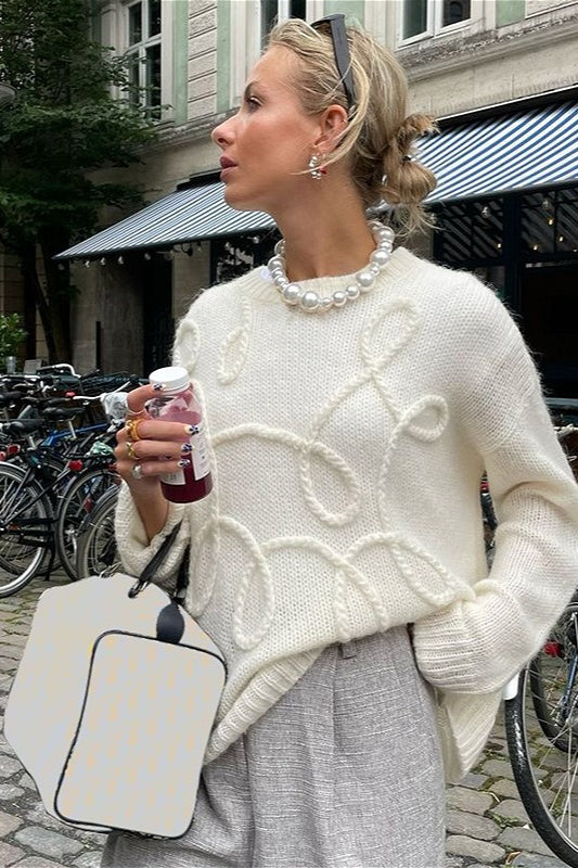 Loose Crew Neck Long Sleeve Knit Sweater