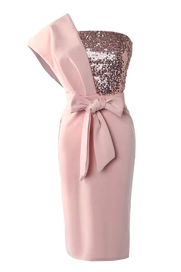 Day Sequins Patch One Shoulder Midi Dress