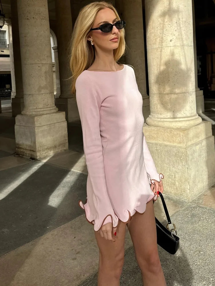 Knitted Sweater Long Sleeve Elastic Tight Dress Bodycon Skirt Female Autumn/winter New Street Clothing