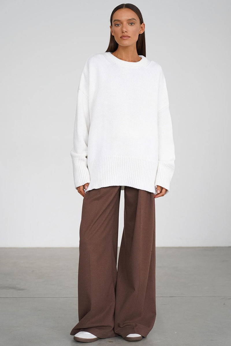 Classic Crew Neck Relaxed Knit Sweater