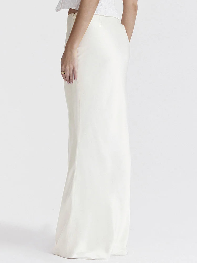 Long Skirt Patchwork for Slim Party Gown Skirt Summer New High Waist Outfits White Y2k Skirt