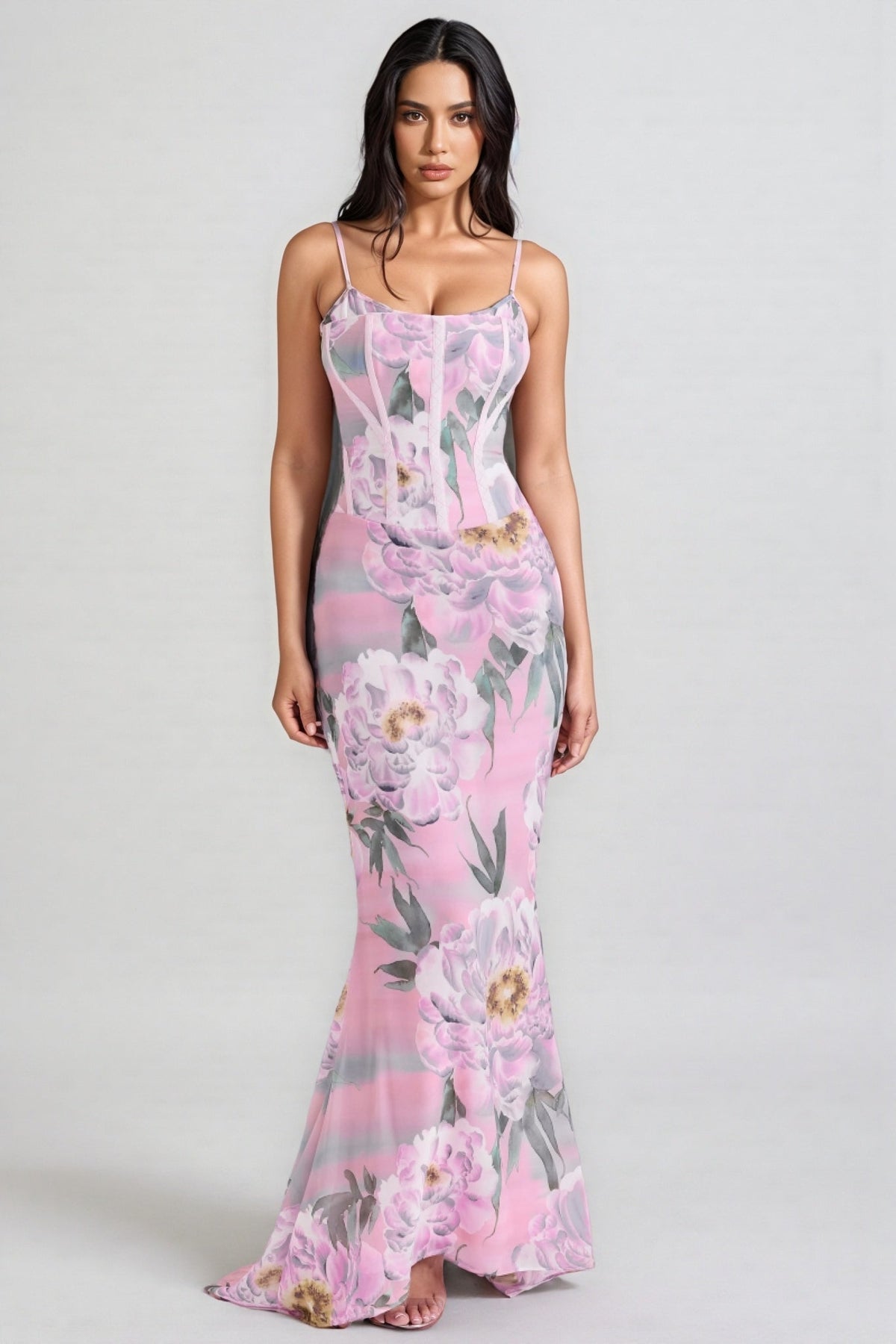 Noely Pink Corset Maxi Dress