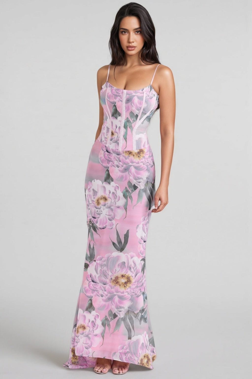 Noely Pink Corset Maxi Dress
