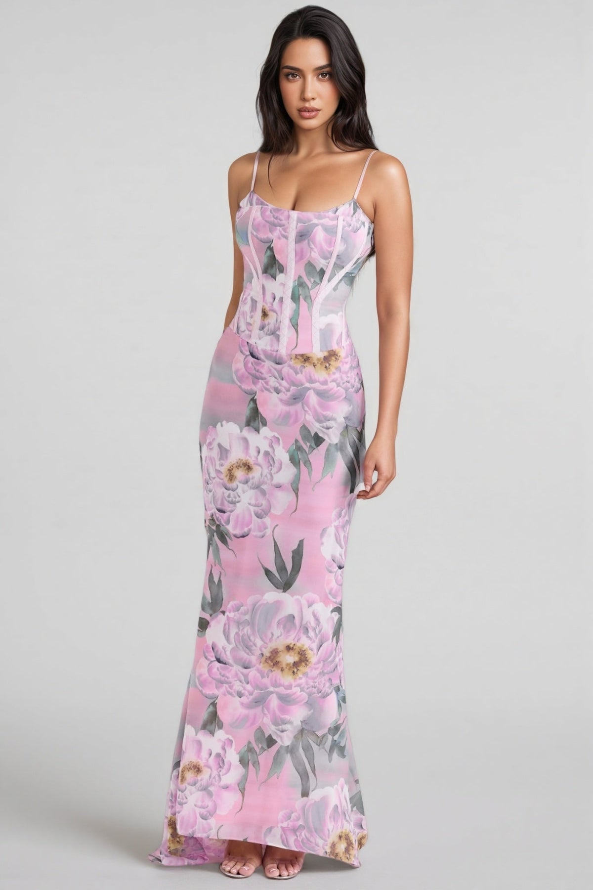 Noely Pink Corset Maxi Dress