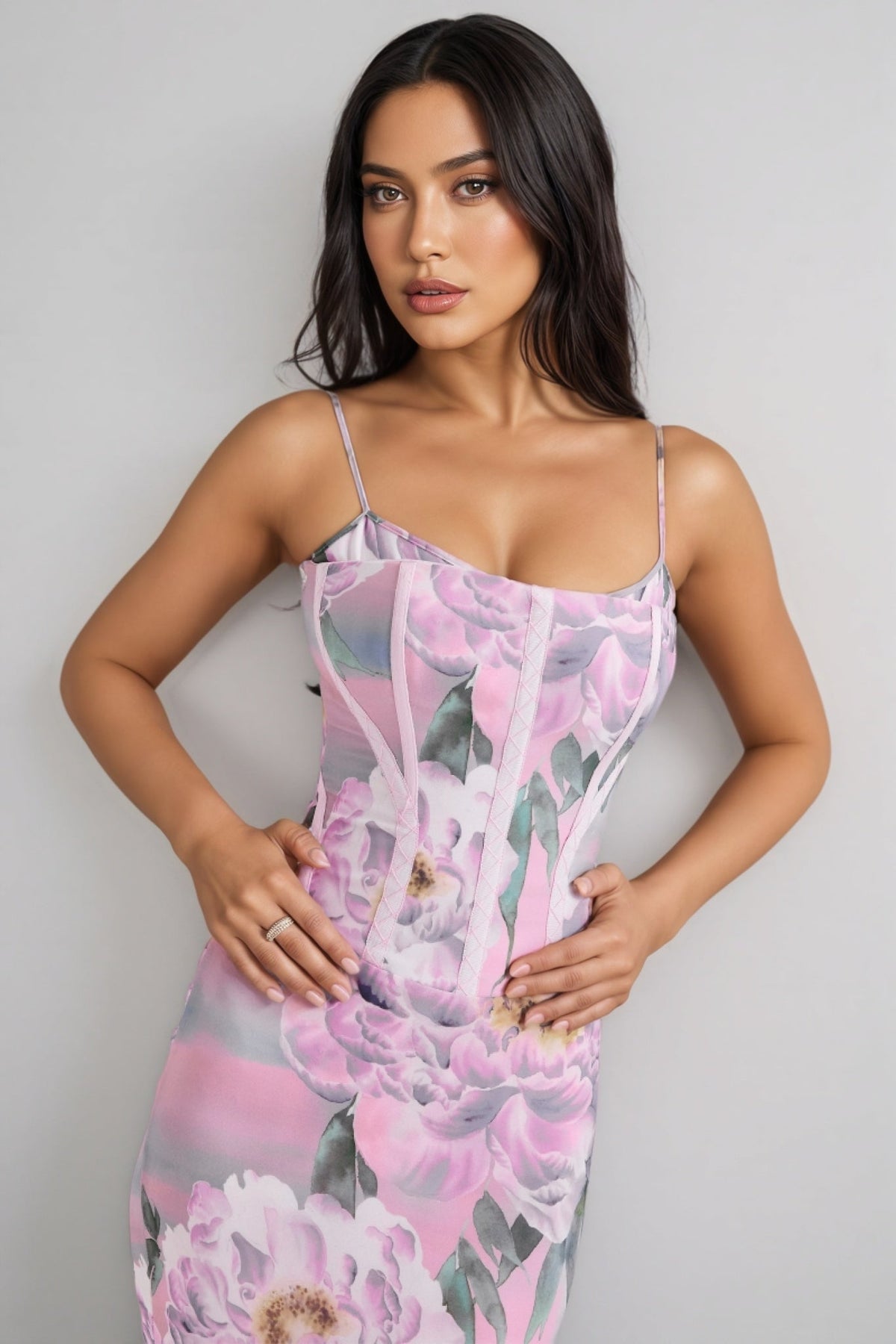 Noely Pink Corset Maxi Dress
