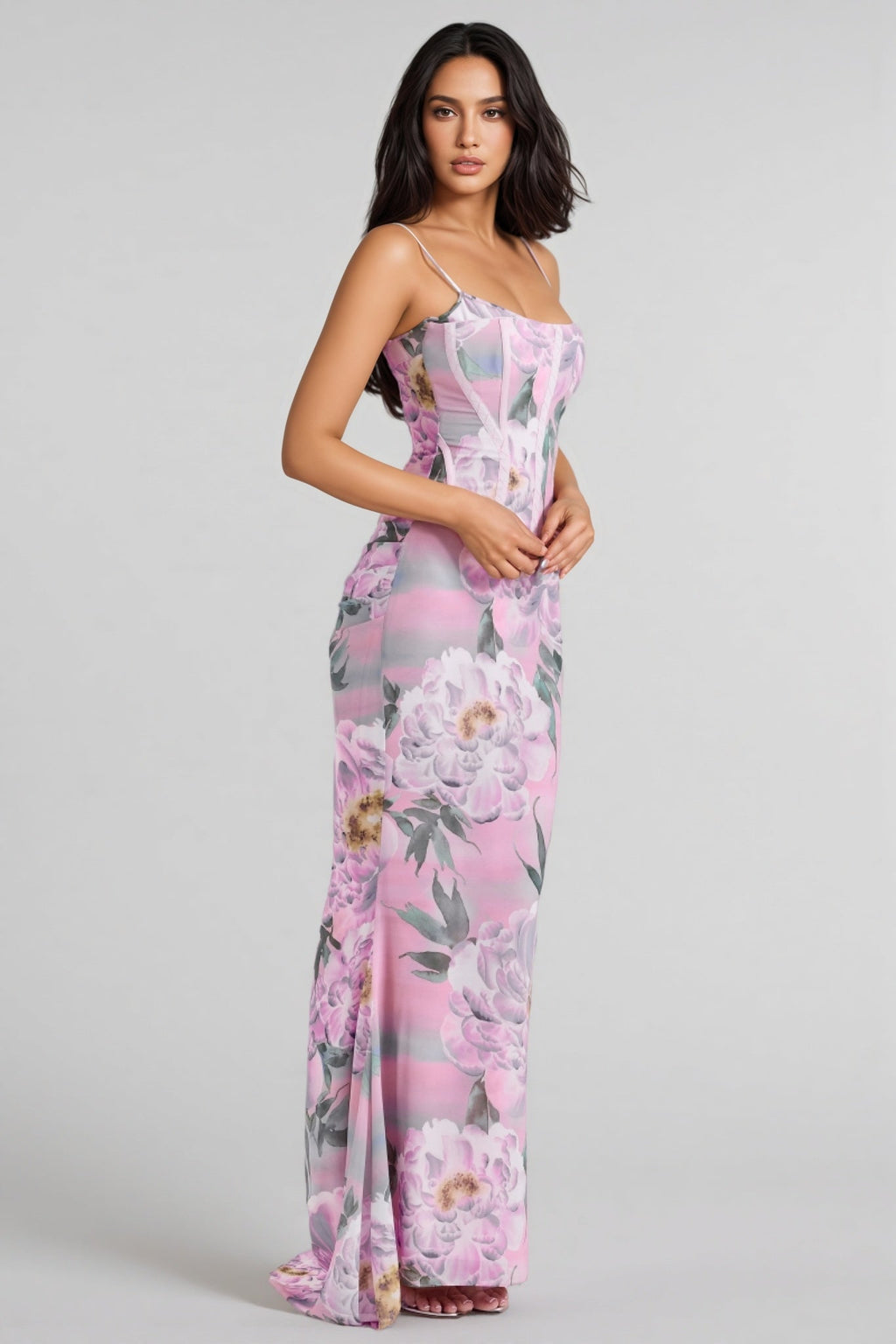 Noely Pink Corset Maxi Dress