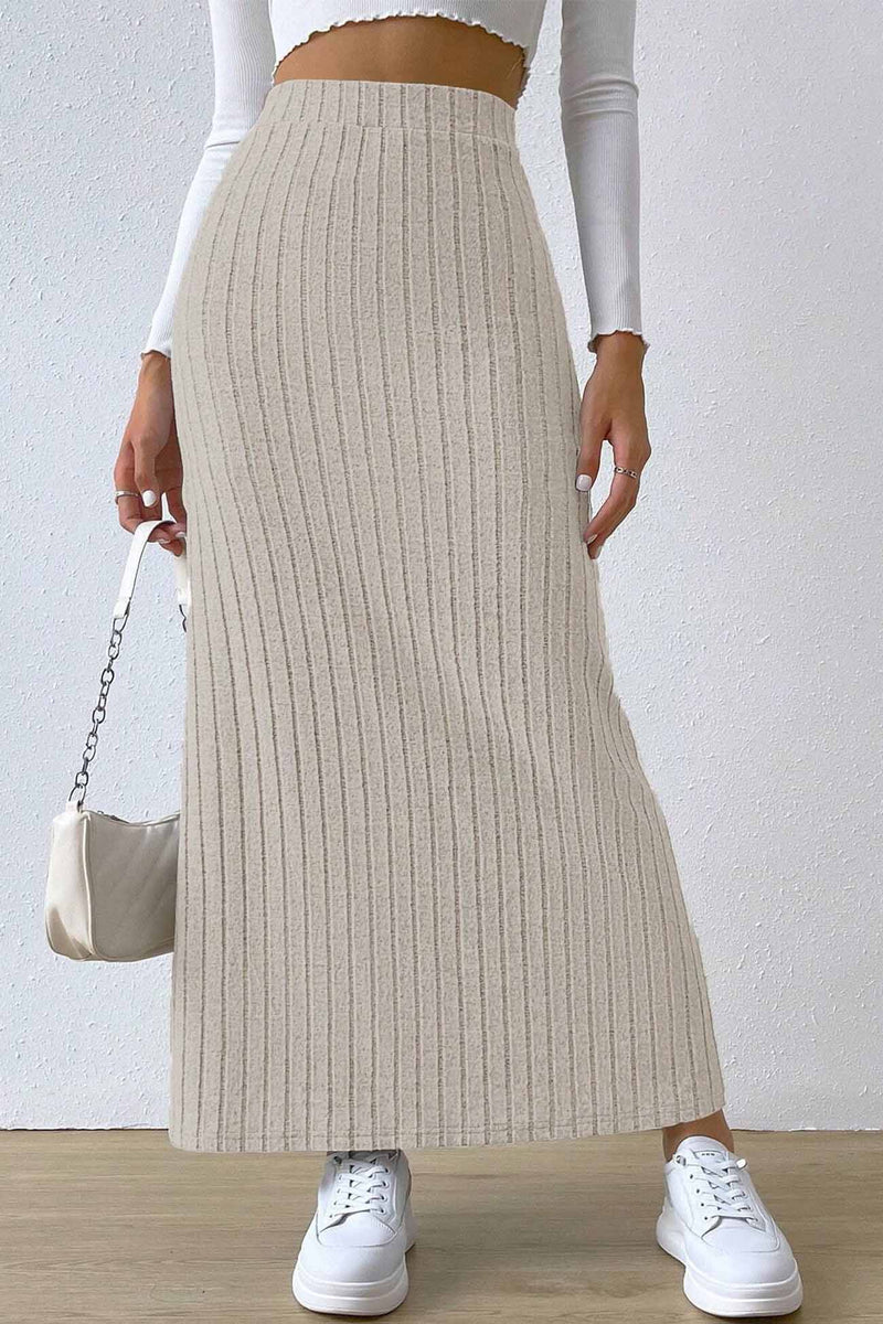 Color Slit Knitted Skirt