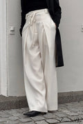 Apricot High Waist Drawstring Pleated Pants