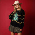 Autumn New Christmas Sequins Stripes Long Sleeve Christmas Sweater