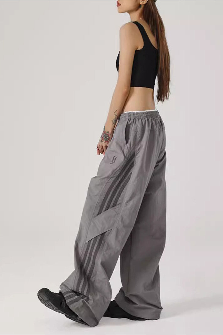 Color Block Stripe Quick Dry Loose Pants