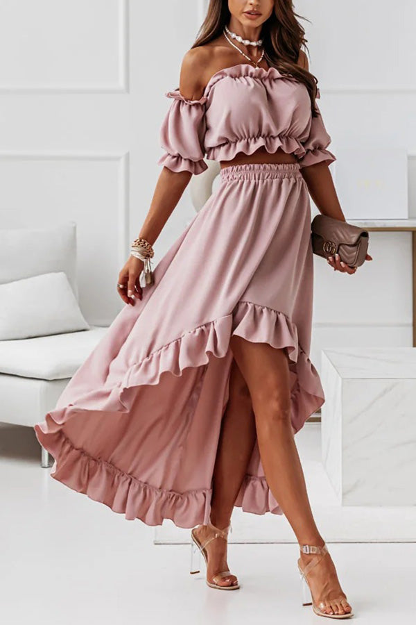 Off the Shoulder Midi Dress Suit
