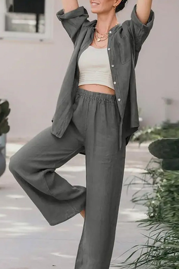 Loose Color Shirt Pants Set