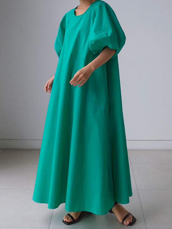 Original Bishop Sleeve Color Midi Dress