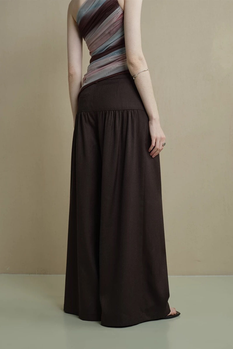 Soft Ruched Wide-leg Pants