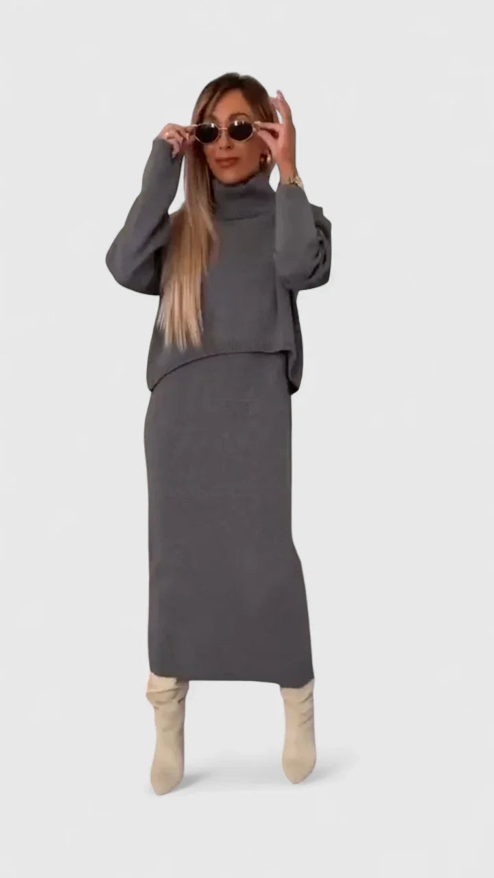 Chrystahl | Dress and Turtle Neck Sweater Set