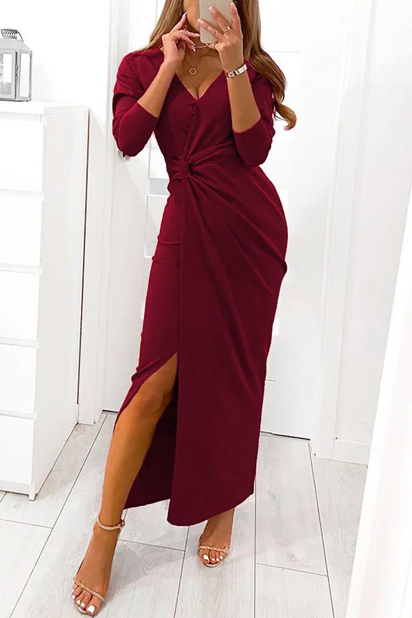 With a Twist Slit Midi Dress
