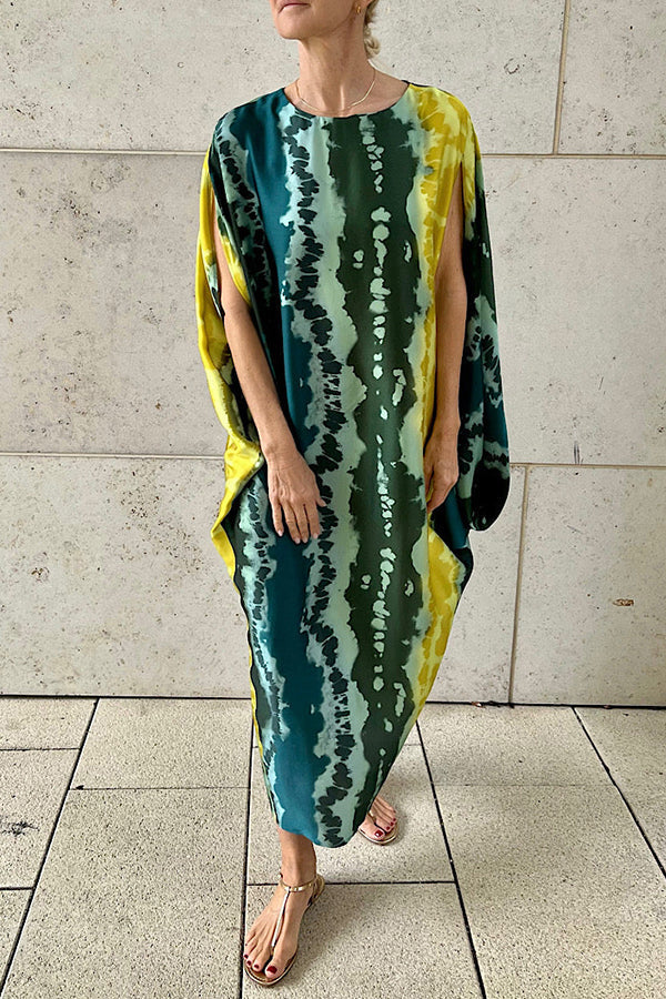 From Beach to Dinner Printed Kimono Drape Loose Midi Dress