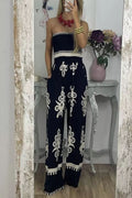 Larsen Print Off Shooulder Smocked Bust Pocketed Jumpsuit