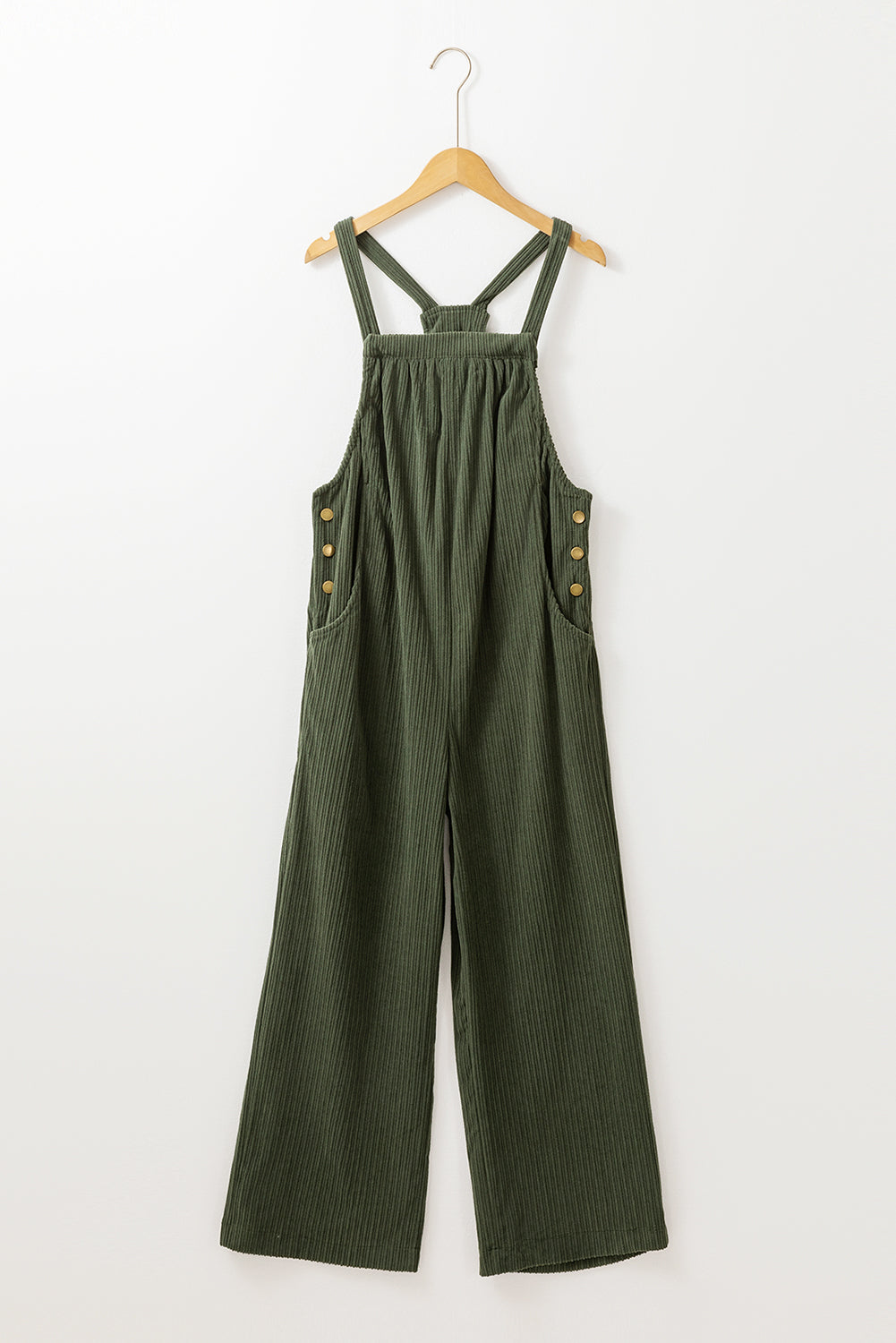 Color Pocketed Corduroy Overall