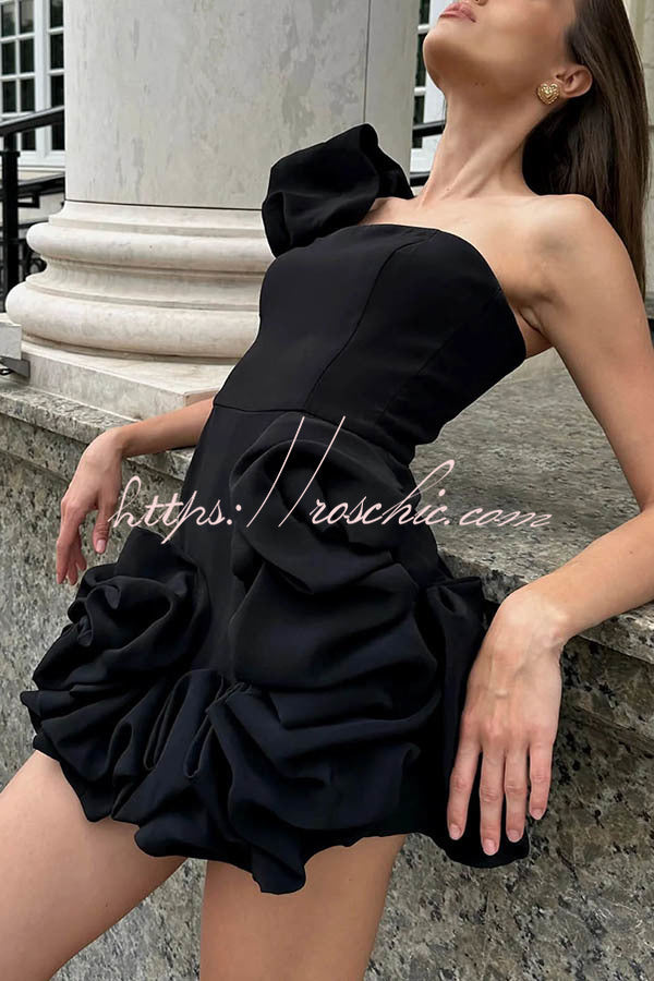 Delightful and Vibe Off Shoulder Flounce Bottom Mini Dress