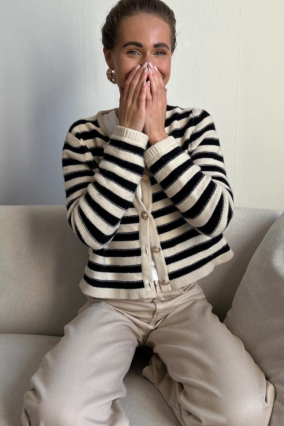 Lightweight Striped Knit Cardigan