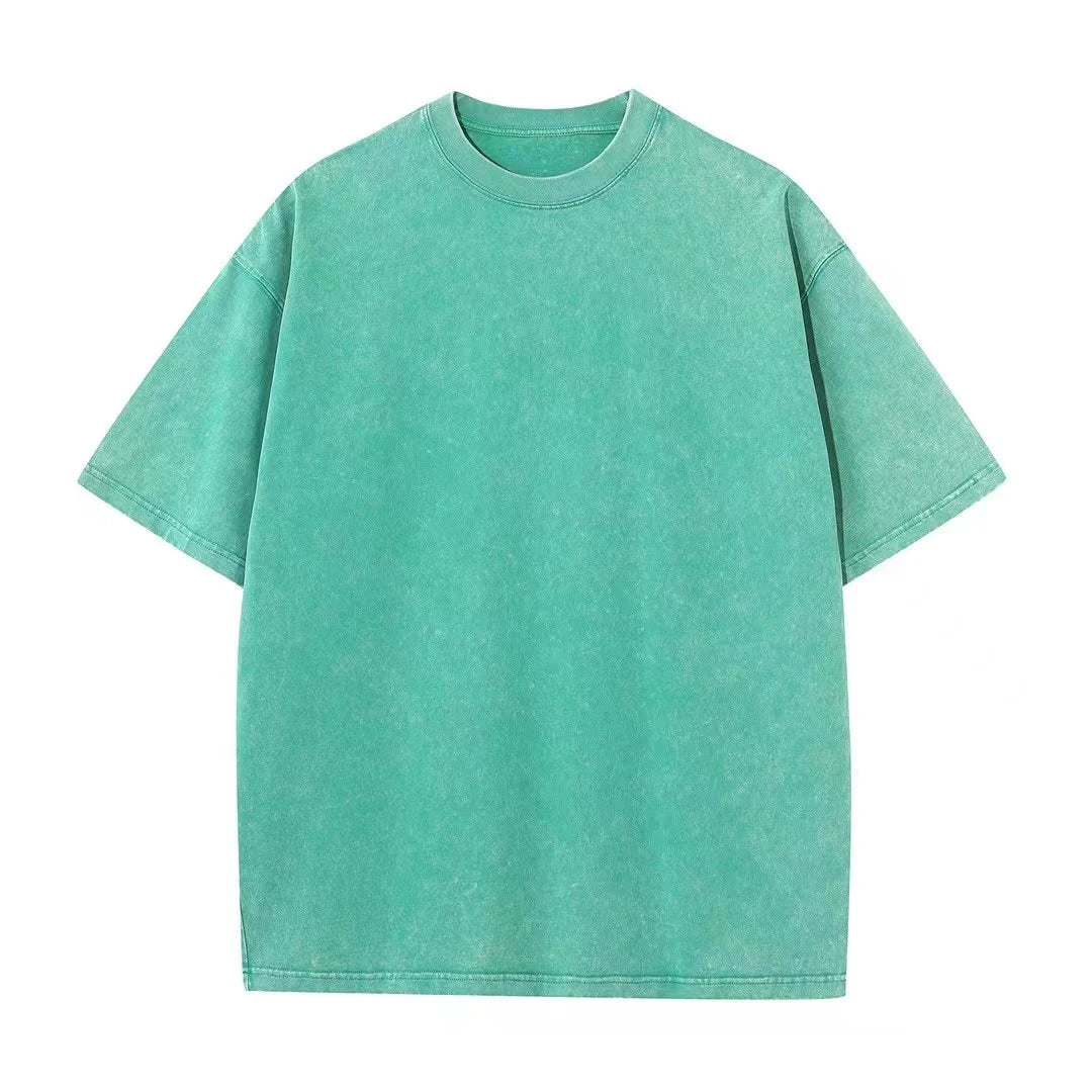 ’s Washed T-shirts Street Hip Hop Retro Punk T Shirt Harajuku Cotton Short Sleeve Acid Wash Tshirts Top