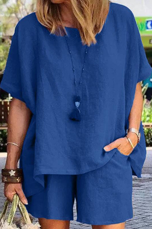 Temperament Loose Short-sleeved Shorts Two-piece Set