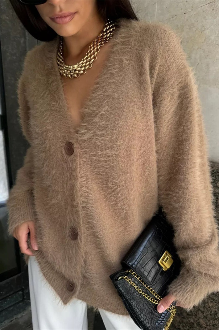 Plush V-neck Cardigan