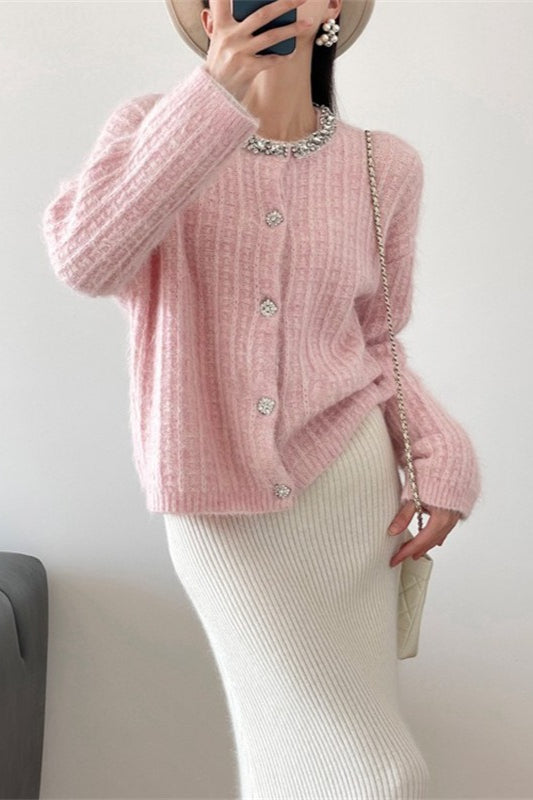 V-neck Slim-fit Knit Cardigan