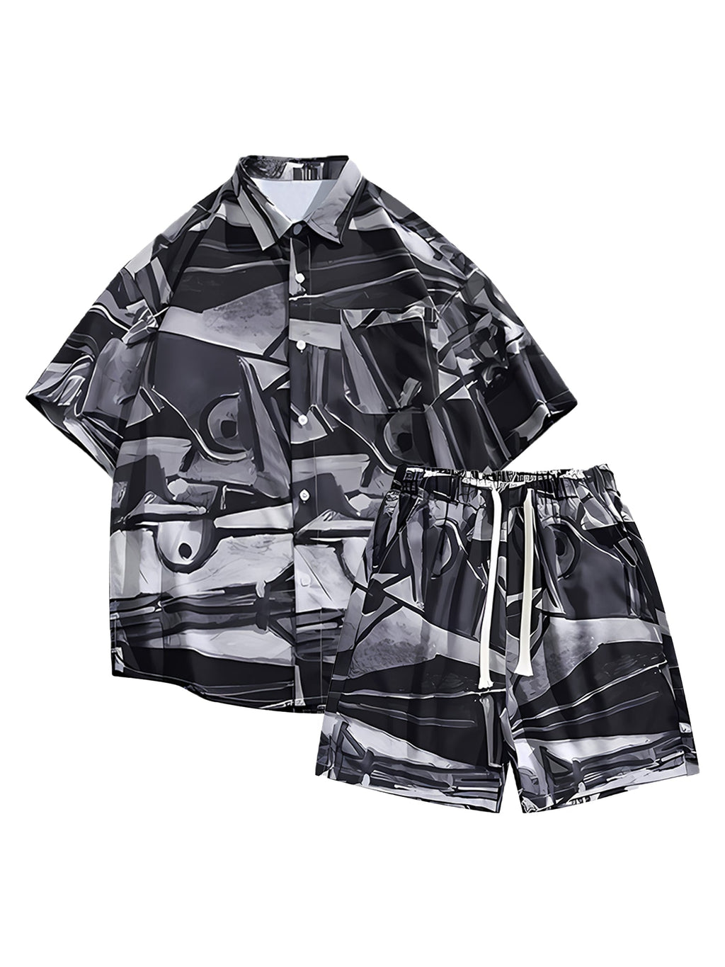 Retro Graphic Print Two-piece Set